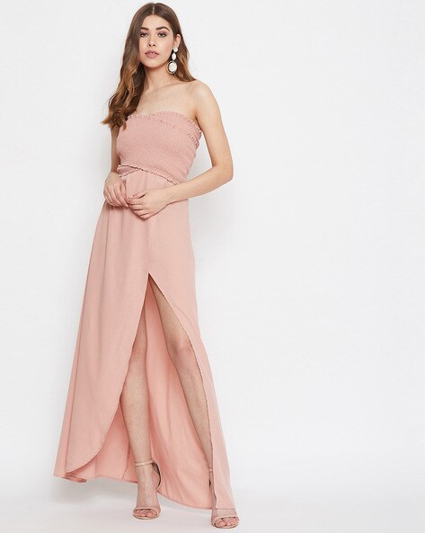 Rose Pink Ruffled Off-Shoulder Layers Long Prom Dress – Joyofdress