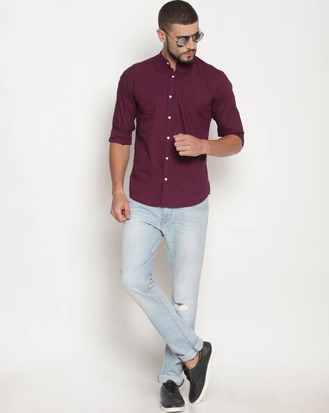 Burgundy Shirts for Men by iVOC Online 