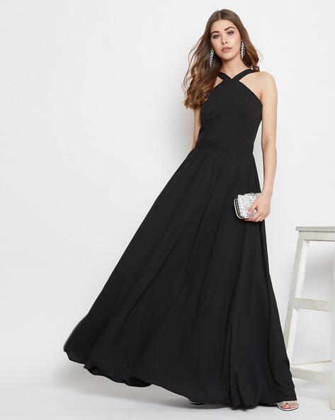 black halter gown