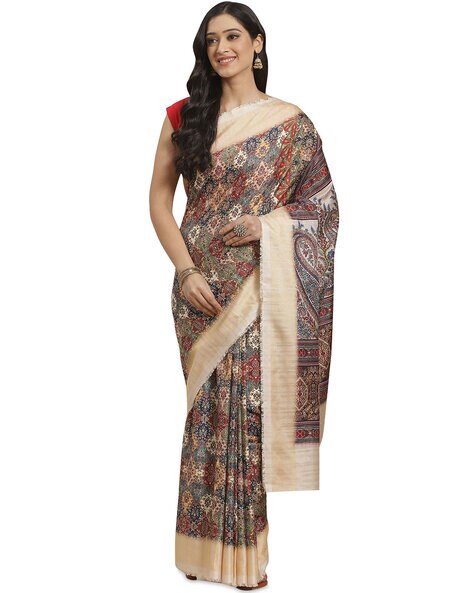 Buy Multi-Color Plain Silk Saree Lace Border Online | trendwati