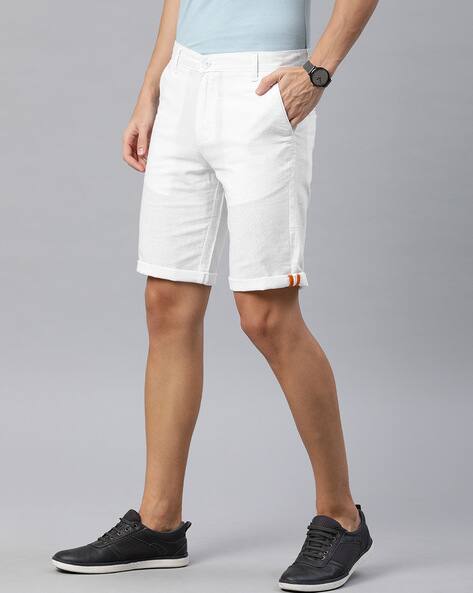 white fitted shorts