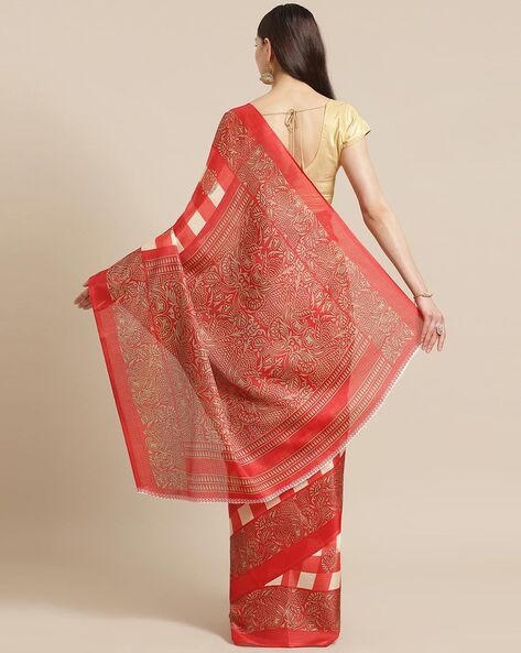 Red khadi sale saree