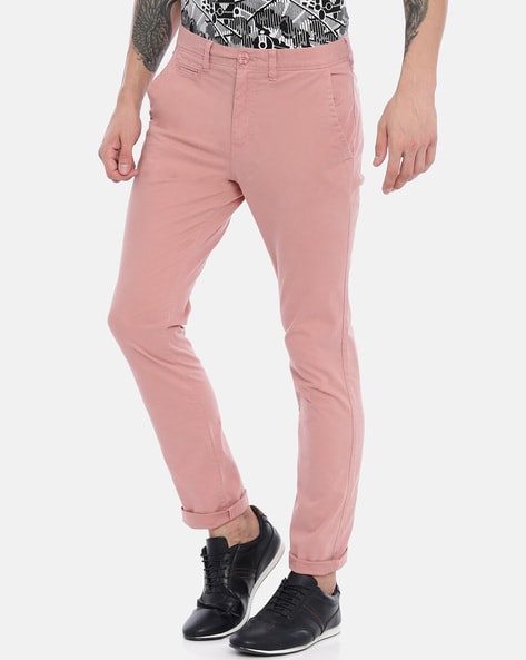 pink slim fit chinos