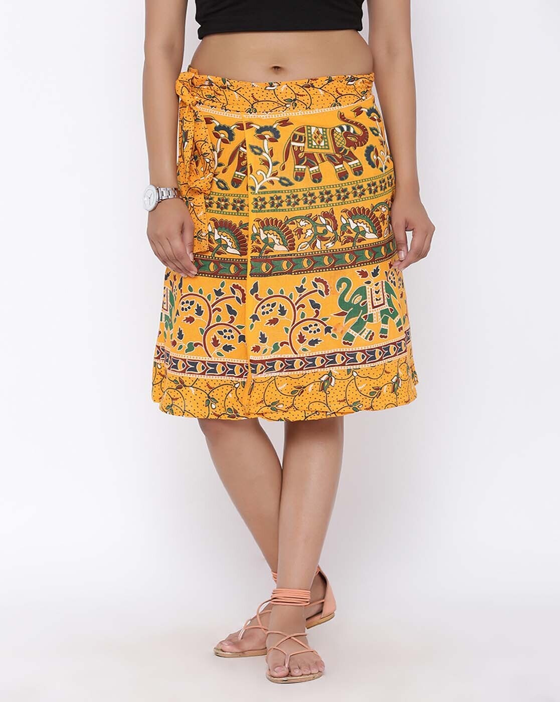 Long yellow wrap outlet skirt