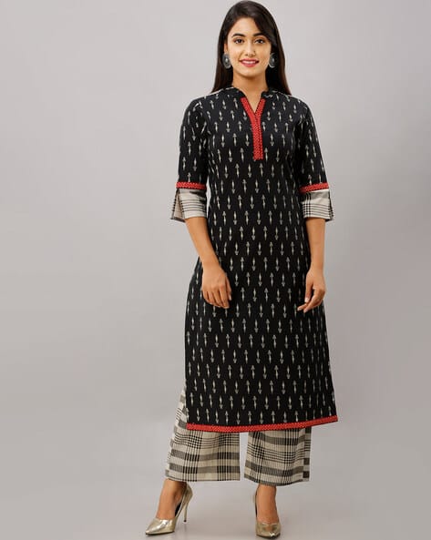 ikat straight kurti