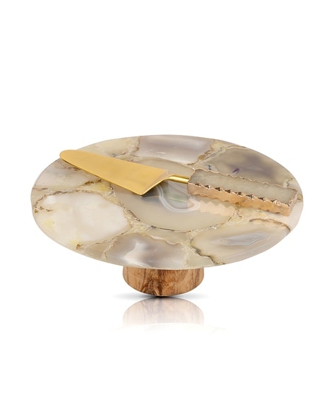Torta Cake Server in Agate and Gold by Anna Rabinowitz at 1stDibs | agate  cake stand