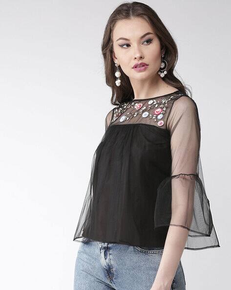 Buy Black Tops for Women by Mish Online 