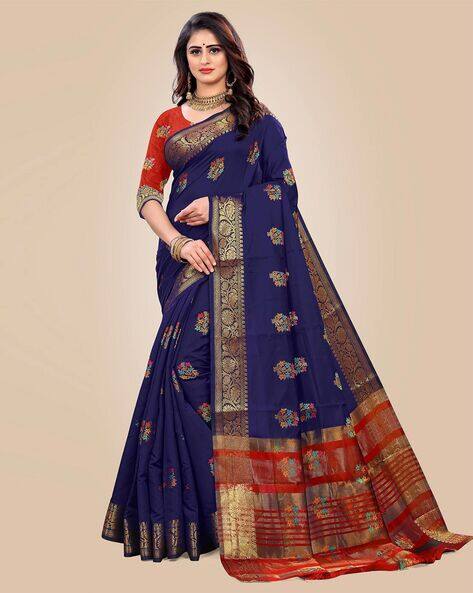 Navy Blue Sarees for Women by RIVANA 