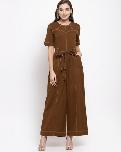 brown colour jumpsuit