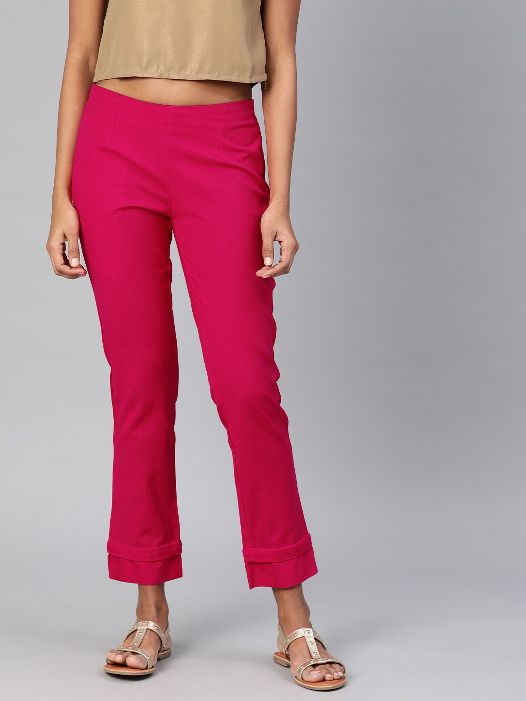 Buy Magenta Pink Ankle Pant Cotton Silk for Best Price Reviews Free  Shipping