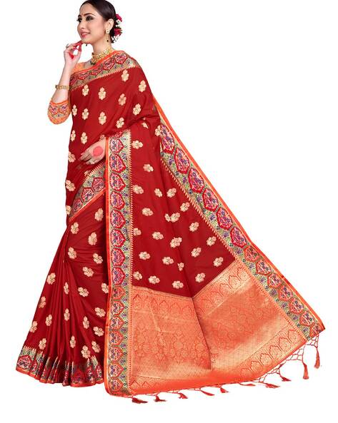 Women's Banarasi Art Silk Saree With Unstitched Blouse Piece