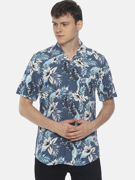 Bene Kleed FloralPrint Slim Fit Shirt with Notched Lapel Collar