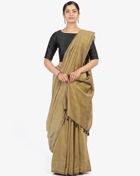 Cotton Mustard Yellow Saree