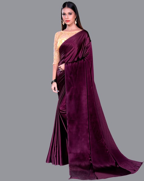 Regal purple Raw silk saree with traditional Kalamkari painted bored, –  Sujatra