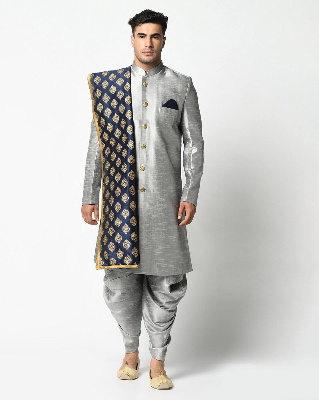 silver sherwani