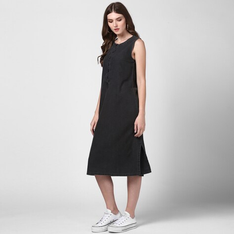 Women's Black Denim Dungaree Dress(t-shirt not included) – Stylestone