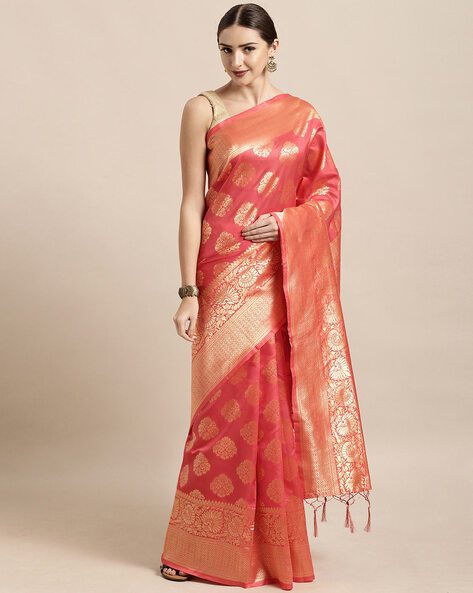 Buy Peach Sarees For Women By Sainoor Online Ajio Com