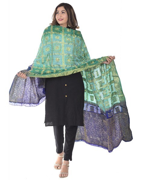 Tie & Dye Banarasi Silk Dupatta Price in India