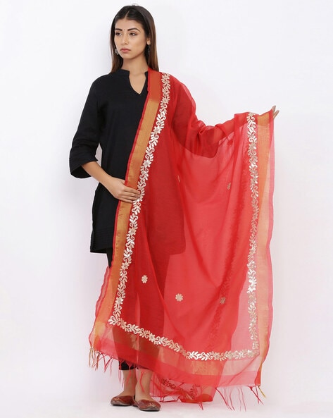 Chanderi Cotton Gota Patti Work Dupatta Price in India