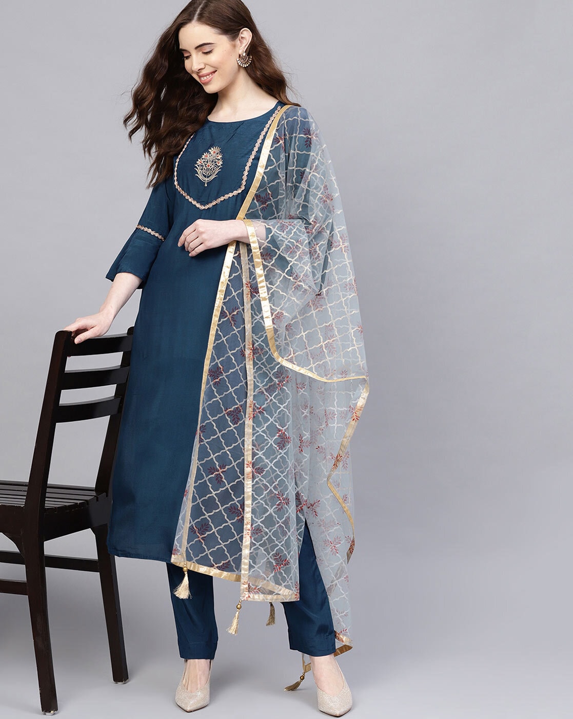 denim kurti with dupatta