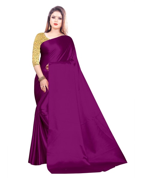 Grape Purple Saree in Soft Silk Multi Color Zari Woven