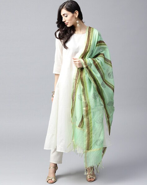 Indian Print Dupatta with Tassels Detail Price in India