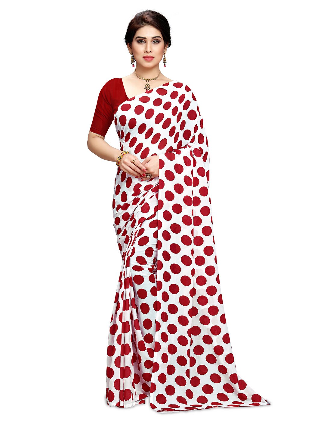 Buy Anand Printed Georgette Daily Wear Saree With Blouse Piece (Light Grey)  Online at Best Price in India - Snapdeal