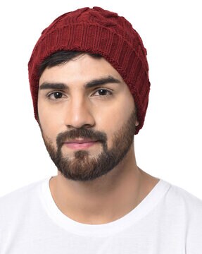 maroon mens beanie