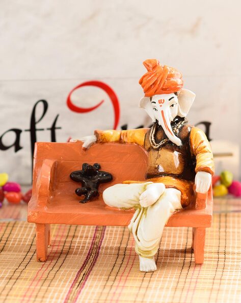 Orange Showpieces Figurines For Home Kitchen By Ecraftindia Ajio Com - Ganesh Statue For Home Decoration
