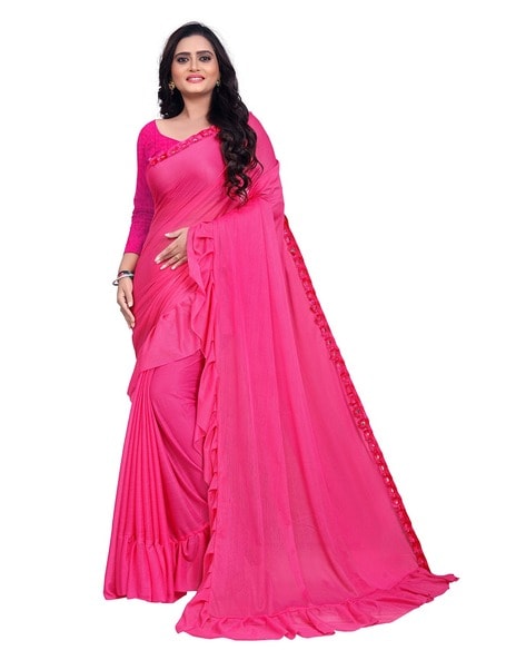 Rani #Pink #Saree with Blouse | Indian bridal fashion, Indian outfits,  Indian saree blouses designs