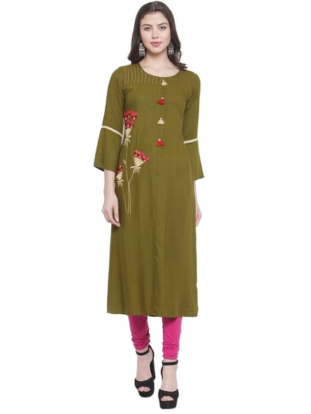 Aujjessa Solid Straight Kurta