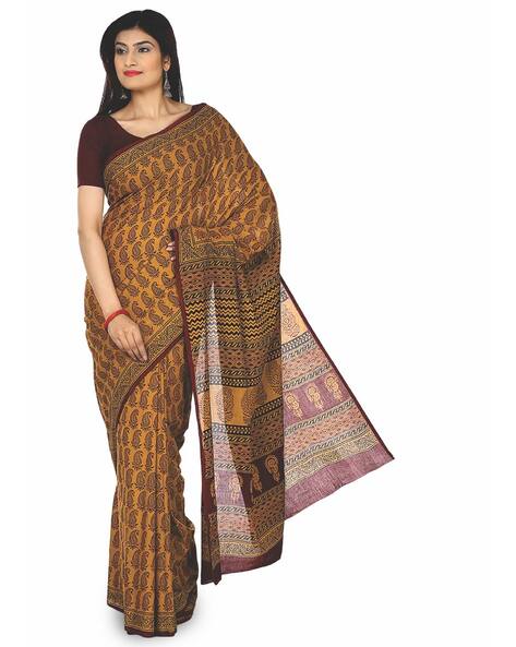 Lightweight Mulmul Cotton Saree In Yellow|Radiant Hunar|Suta