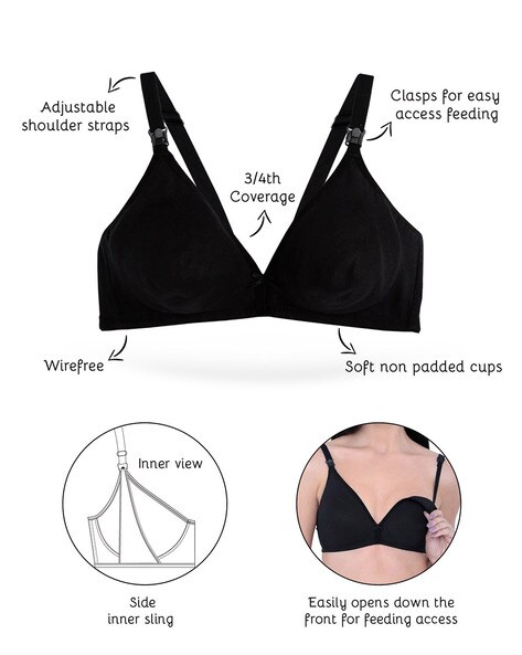 Buy Alies Double Lining - Three Layered Maternity/Nursing Bras - Non-Wired,  Non-Padded for Breastfeeding Mothers Online at Best Prices in India -  JioMart.
