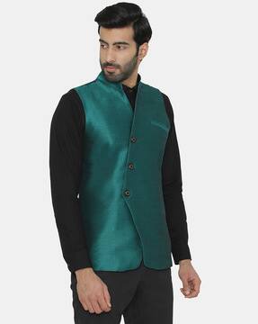 dark green nehru jacket