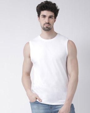 men's crew neck sleeveless t shirts