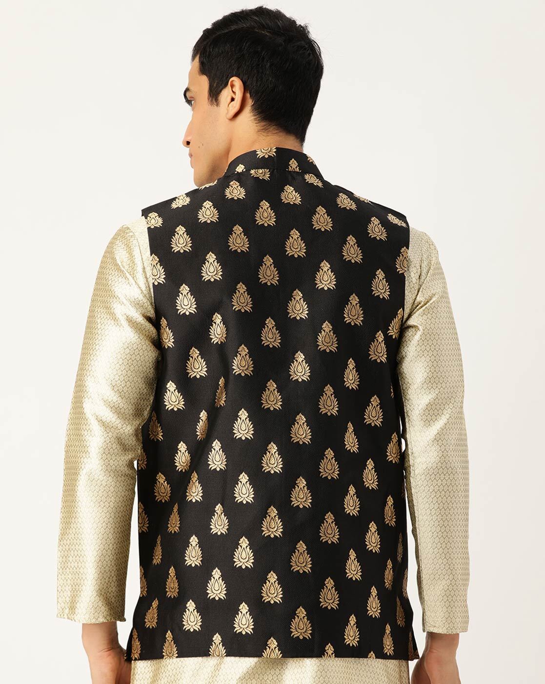 Punk Men's Black Gold Embroidery Suit Jacket | RebelsMarket