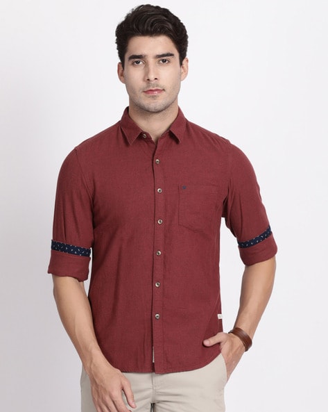 Buy Maroon Shirts for Men by t-base Online | Ajio.com