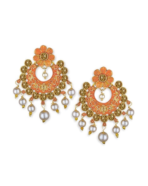 Golden Traditional Multicoloured Pipal Patti Earrings Tikka Set – Amazel  Designs