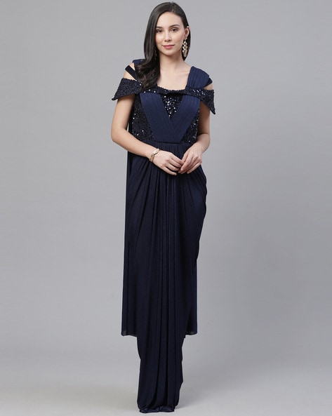 Lurex chiffon draped gown – Gattinolli by Marwan