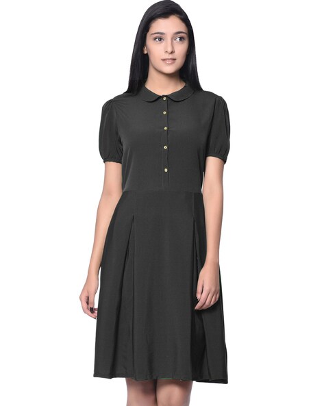 Collared Short Frock with Belt