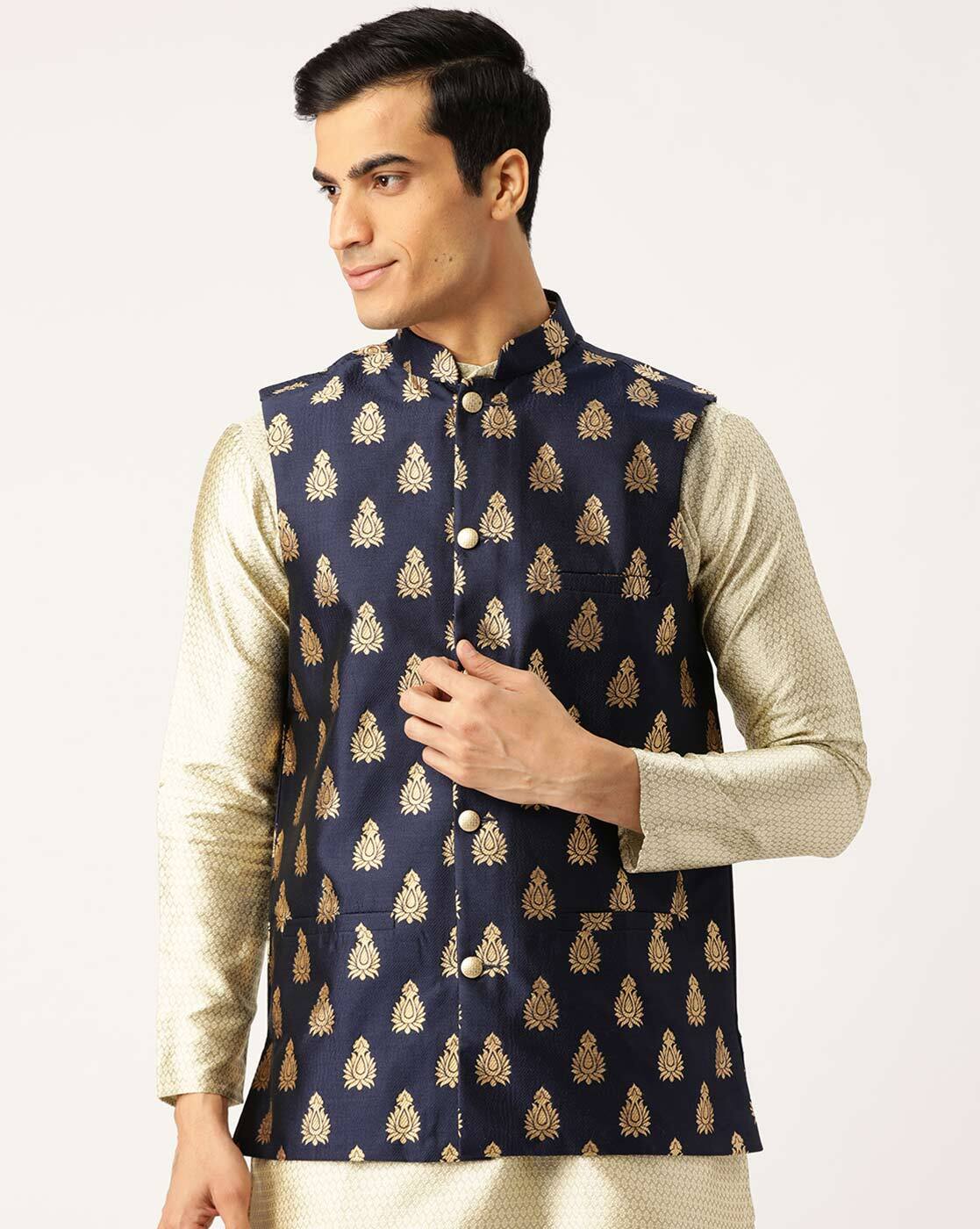 Buy Indian Ethnic Solid Color Silk Plain Waist Coat for Men, Religious  Festival Wear Nehru /modi Jacket Online in India - Etsy