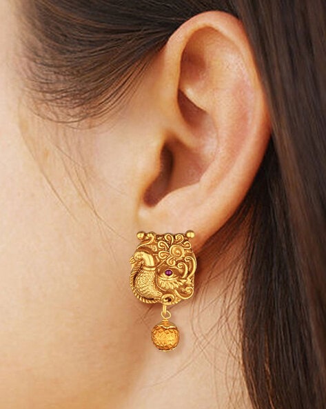 Handcrafted 916 Peacock Gold Earrings | Mohan Jewellery