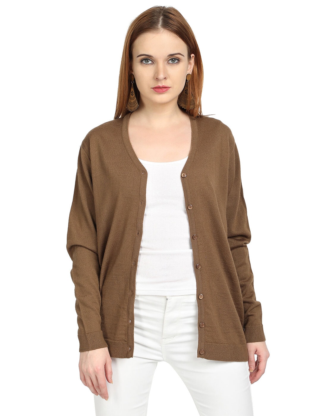womens brown cardigan sweater