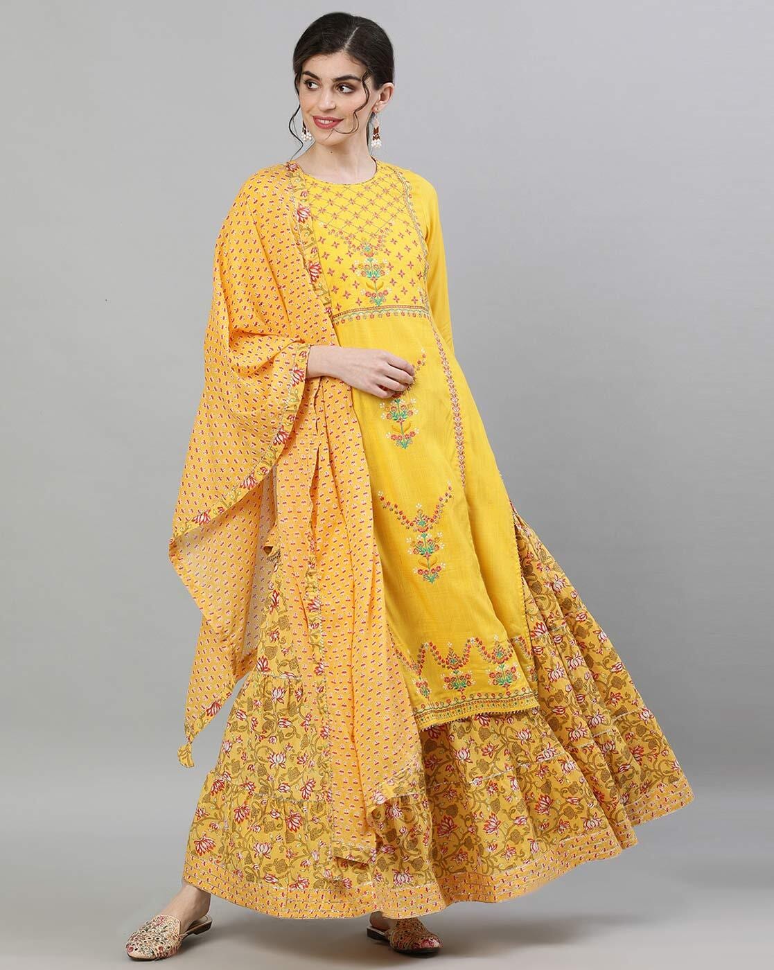 ajio yellow kurta set