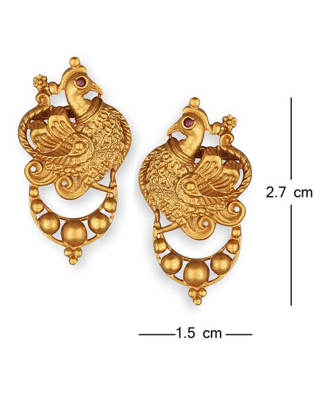 Gold Earrings - Plain Peacock Design Stud Drops 01-02 - SPE GOLD - Online  Gold Jewellery Shopping Store in Poonamallee