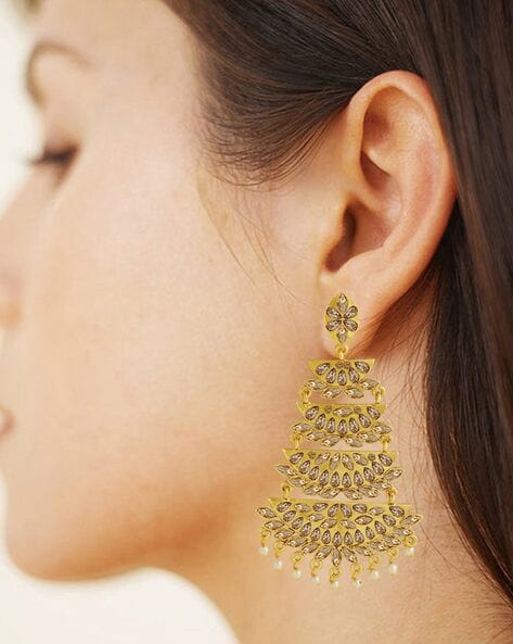Amazon.com: Hius 18K Gold Plated Leaf Hoop Earrings for Women, Long Tassel  Dangle Drop Earrings, Chunky Gold Chandelier Earrings for Girls : Clothing,  Shoes & Jewelry