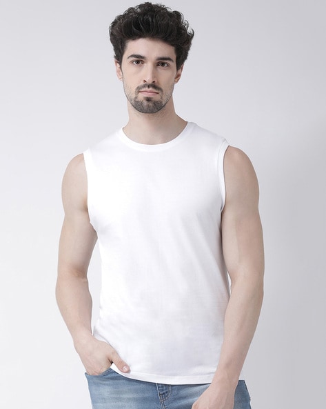 mens crew neck sleeveless t shirts