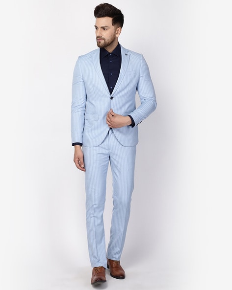 Buy Mens Striped Suit Slim Fit 3 Piece Tuxedo Suit US Size 32 (Asian Size  L) Blue at Amazon.in