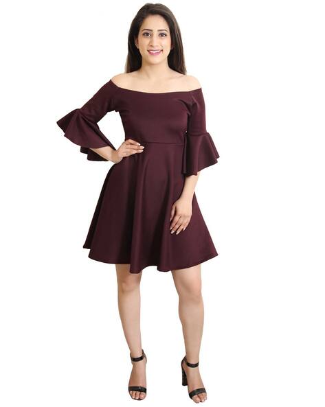 mini burgundy cocktail dress Ruby One Shoulder Ruffle Bodycon Mini Dress  Shop American Threads Burgundy / M