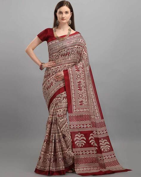 Royal Rajgharana Sarees Kalamkari Printed Cotton Silk Saree With Blouse  Piece Price in India - Buy Royal Rajgharana Sarees Kalamkari Printed Cotton  Silk Saree With Blouse Piece online at undefined